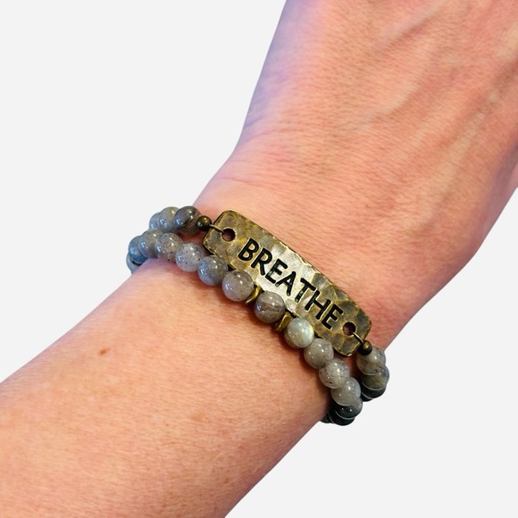 Breathe Labradorite Beaded Gemstone Wrap Bracelet 925 - Picture 1 of 6